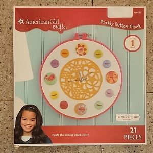 American Girl Craft Pink and White Learning Pretty Button Clock DIY